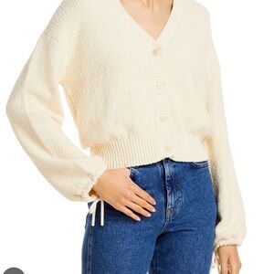 Paige Bougainvillea Creqm Button Down Cardigan NWT Large